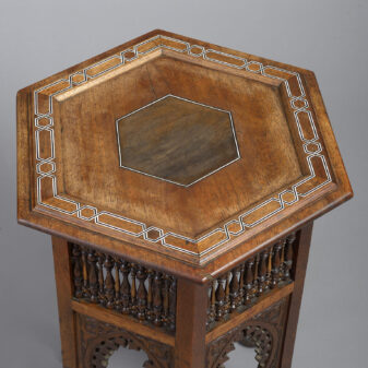 Late 19th century hexagonal inlaid low occasional table