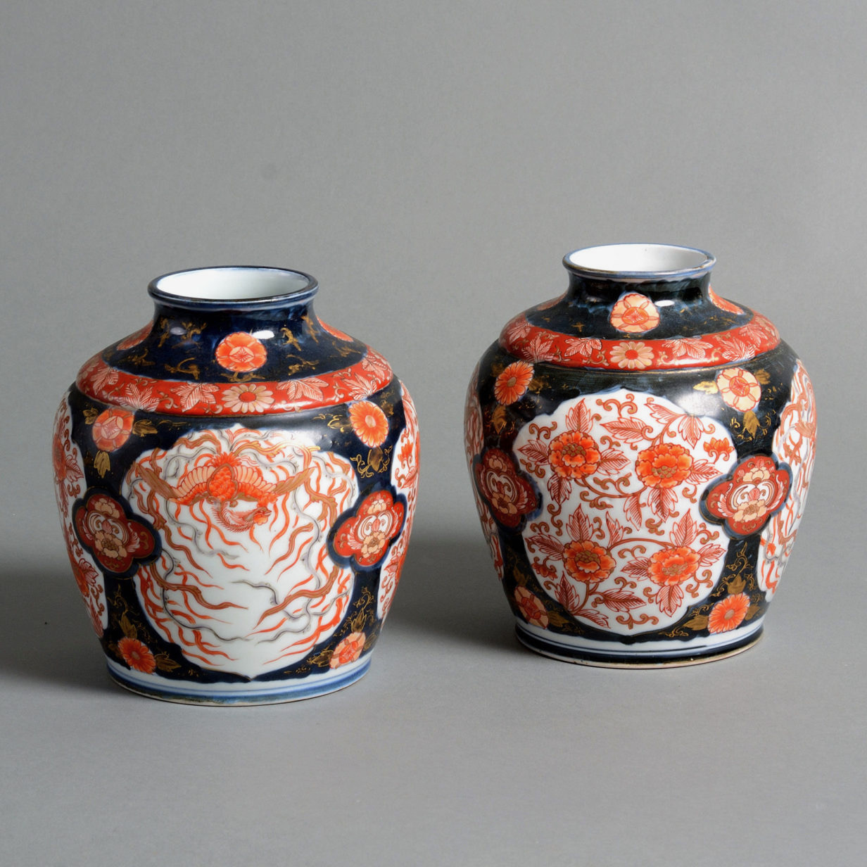 A 19th century pair of imari jars, japan circa 1890