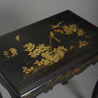 Late 19th century black japanned chinoiserie centre table