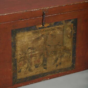 19th century red lacquer trunk