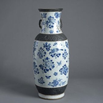 Tall Blue and White Glazed Vase