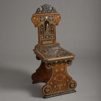 Pair of inlaid hall chairs