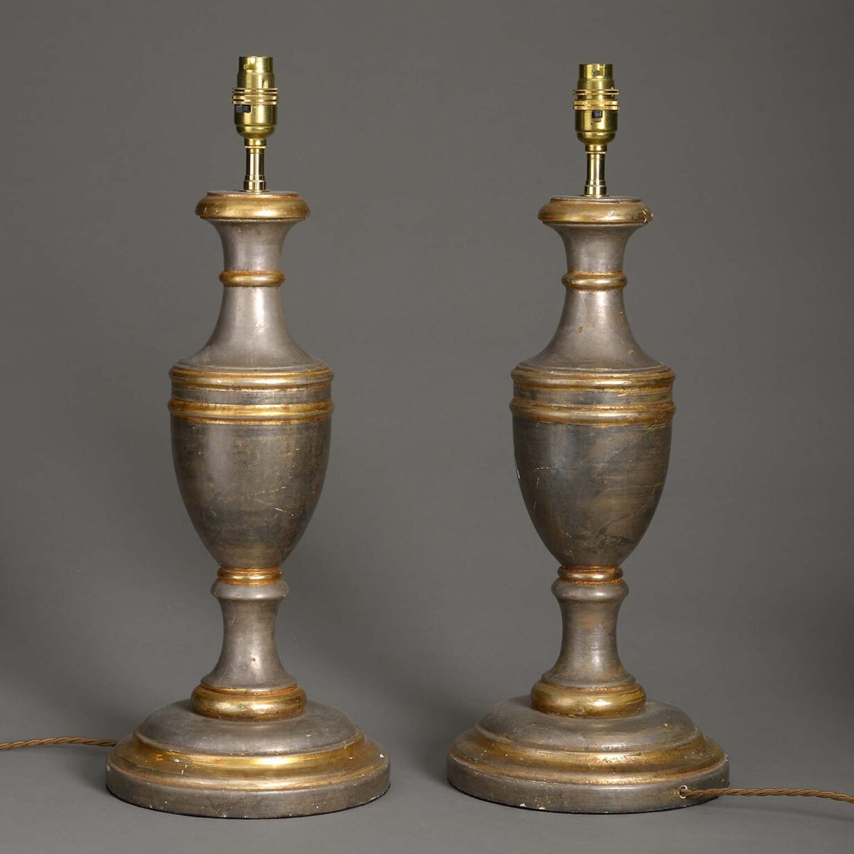 Pair of silvered lamps
