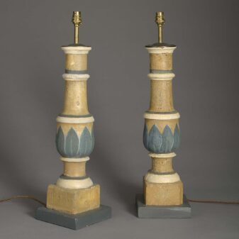 Pair of painted balustrade table lamps