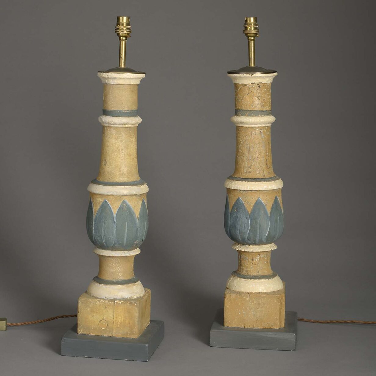 Pair of painted balustrade table lamps