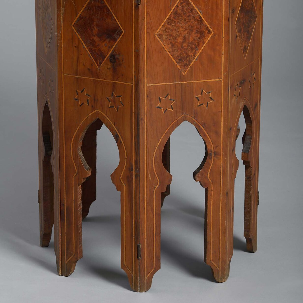 Late 19th century octagonal yew wood sorrento table