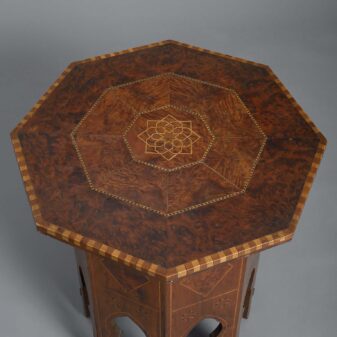 Late 19th century octagonal yew wood sorrento table