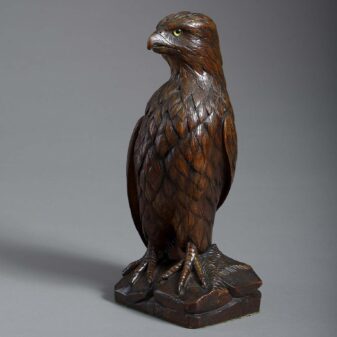 19th century carved oak black forest hawk