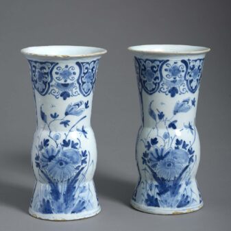 Pair of Blue and White Delft Beaker Vases
