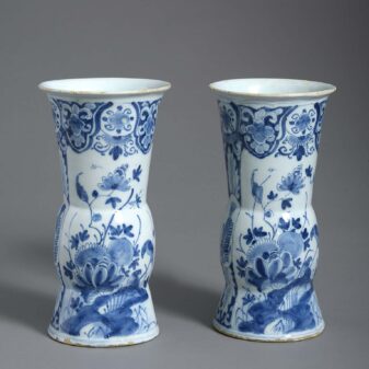 Pair of blue and white delft beaker vases