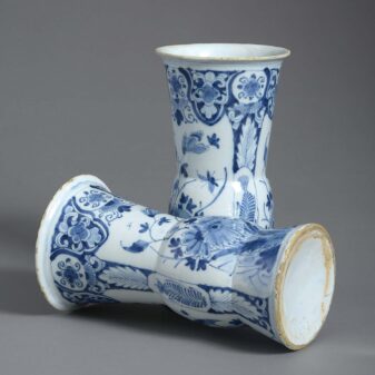 Pair of blue and white delft beaker vases