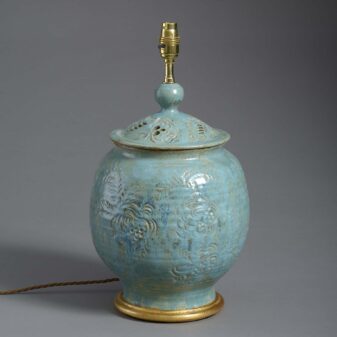 Celadon porcelain vase lamp