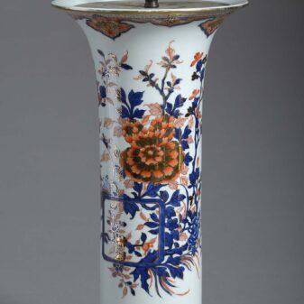 19th century masons ironstone porcelain trumpet vase table lamp