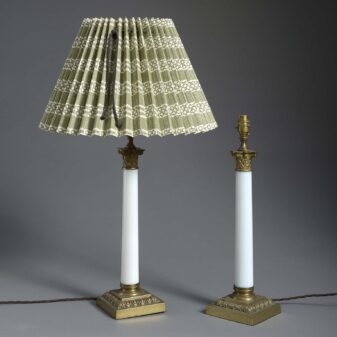 Pair of Opaline Column Lamps