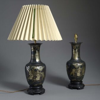 Pair of Chinese Export Lacquer Lamps