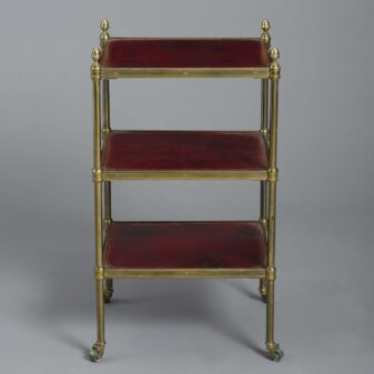 Late 19th century brass and leather etagère