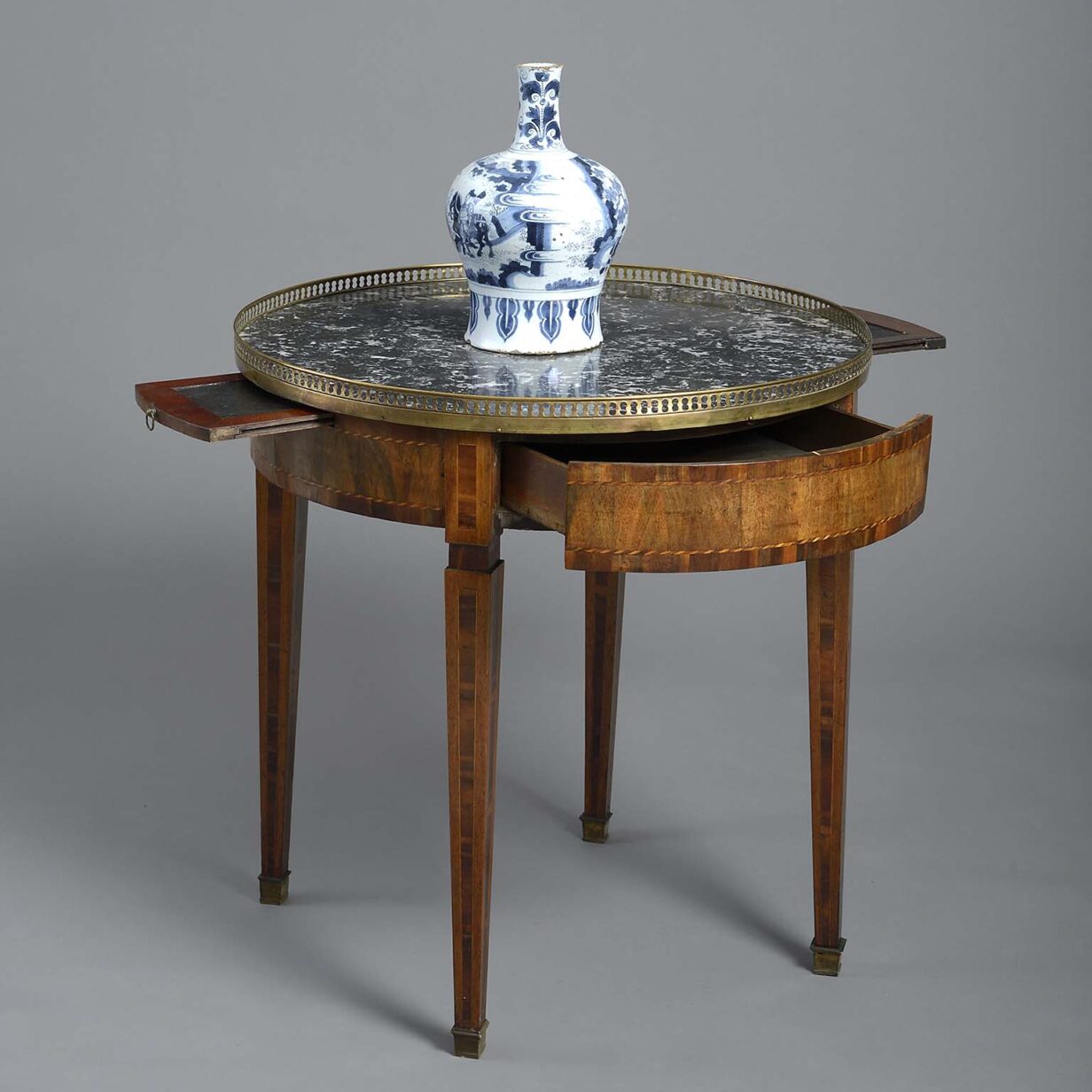 Late eighteenth century louis xvi period parquetry bouillotte table