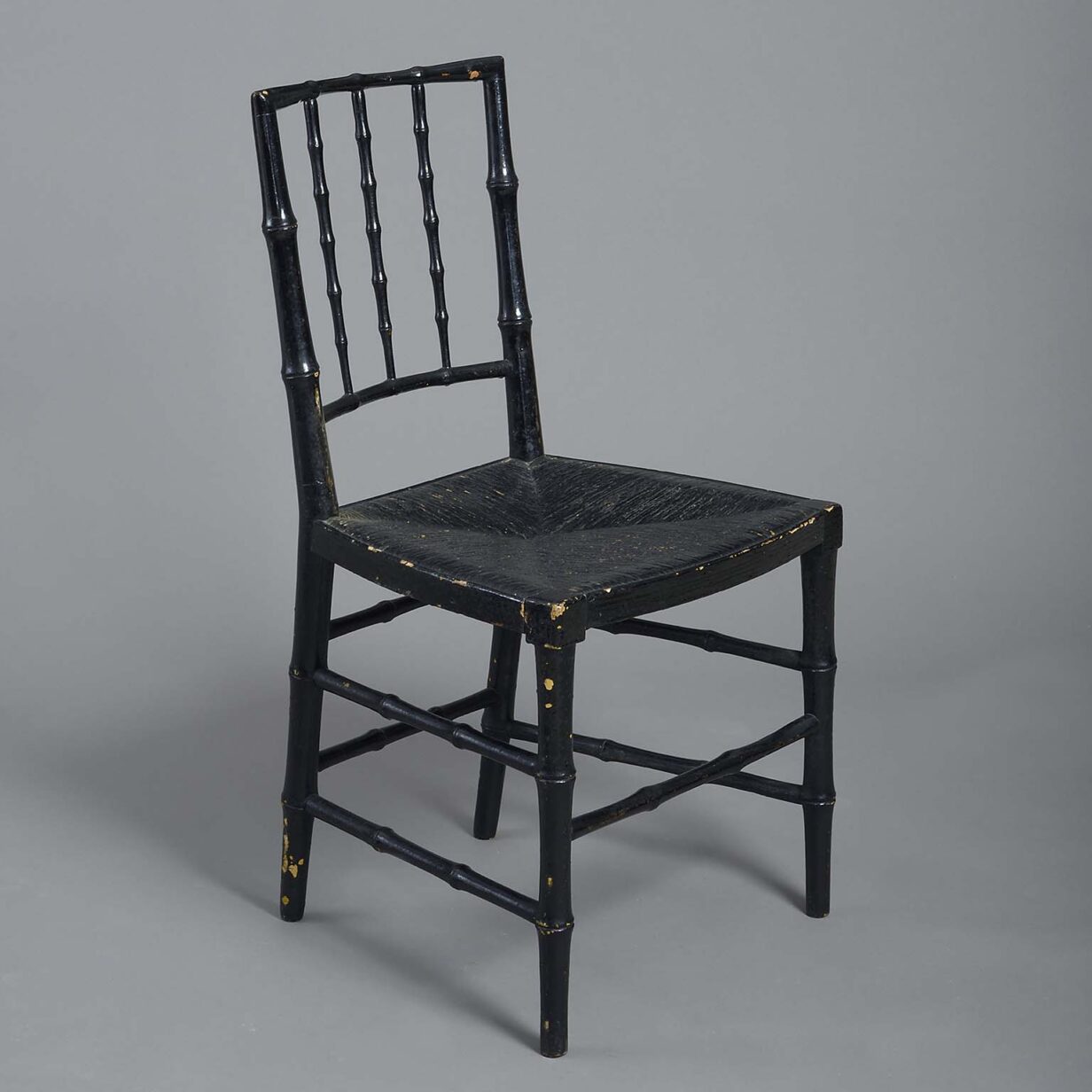 Pair of early 19th century regency period ebonised bedroom chairs