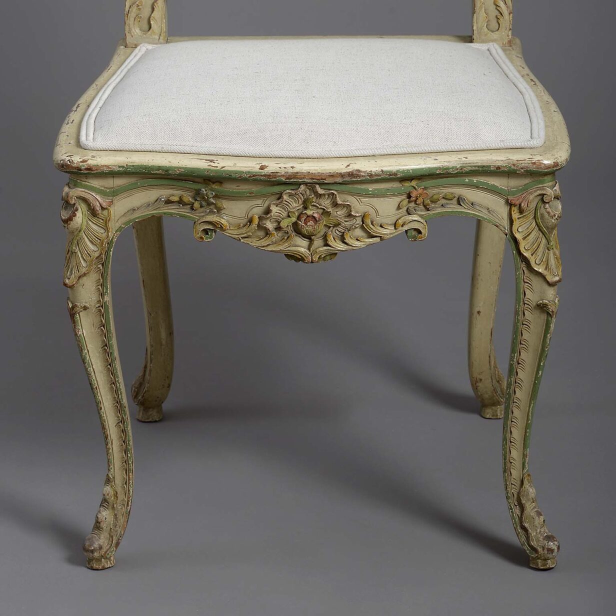 Pair of 19th century carved and painted rococo side chairs