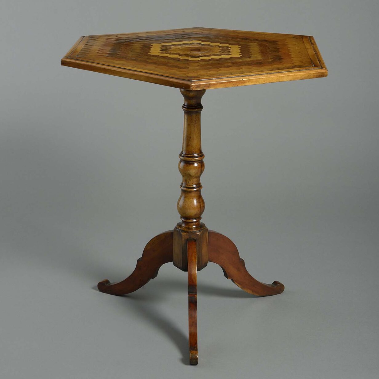 Late 18th century walnut parquetry occasional table