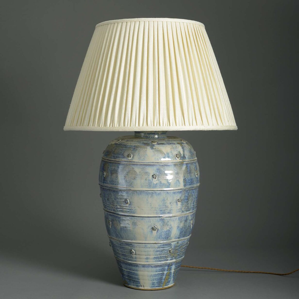 Blue glazed vase lamp