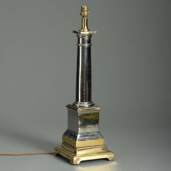 Pair of silver glazed column lamps