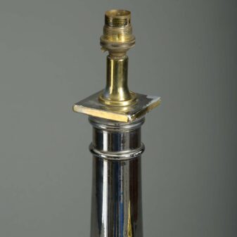 Pair of silver glazed column lamps