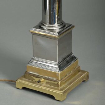 Pair of silver glazed column lamps