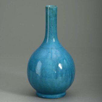 19th century turquoise monochrome glazed porcelain bottle vase