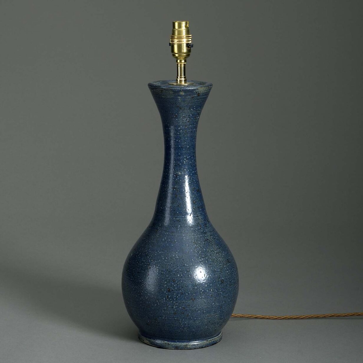 Blue glazed pottery vase lamp