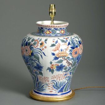 19th century imari faience vase table lamp