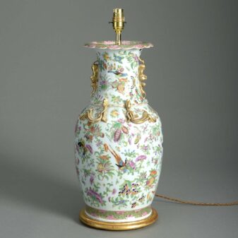Large 19th century canton porcelain vase table lamp 3 Canton porcelain lamp