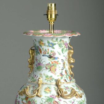 Large 19th century canton porcelain vase table lamp 4 Canton porcelain lamp