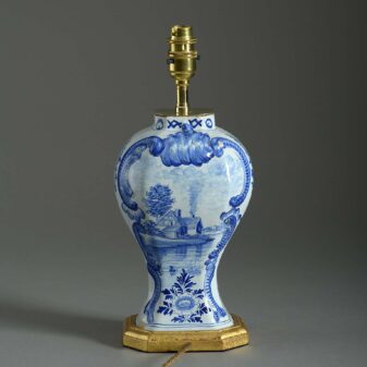 Blue and white delft vase lamp