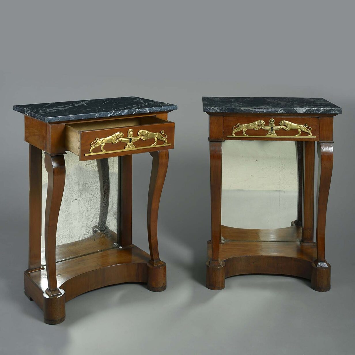 Pair of empire period console tables