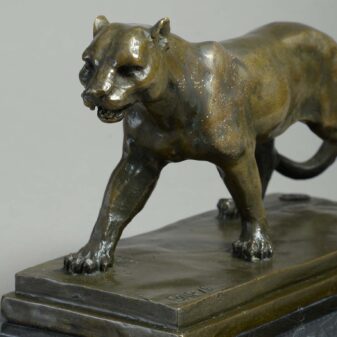 19th century bronze panther signed barye