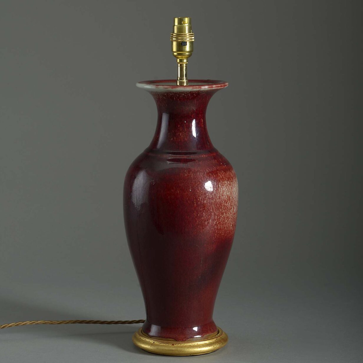 Sang de boeuf pottery vase lamp