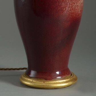 Sang de boeuf pottery vase lamp