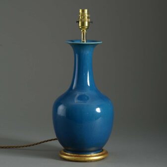 Turquoise bottle vase lamp