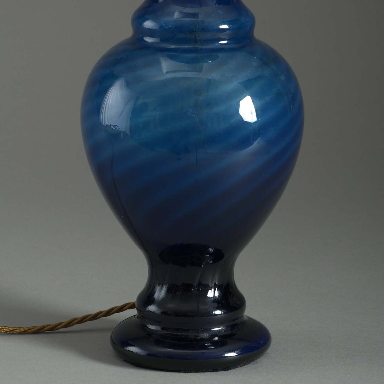 Blue glass vase lamp