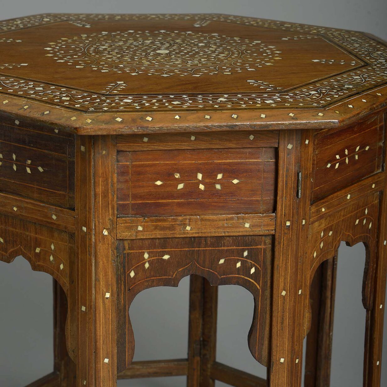 19th century hoshiarpur inlaid octagonal low table