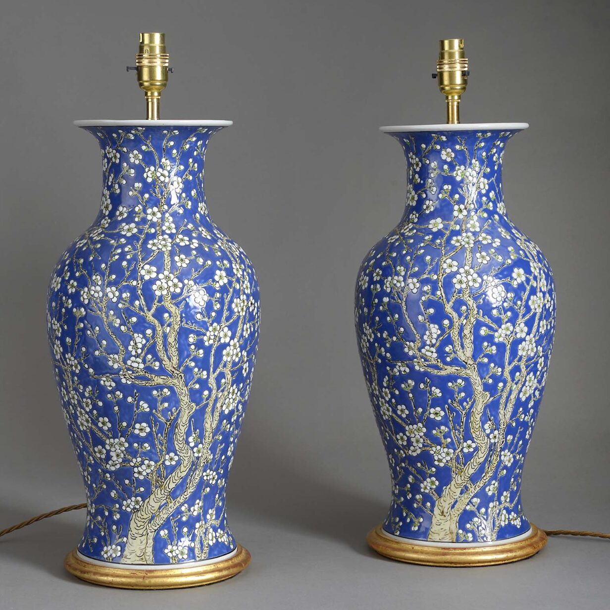 Pair of cherry blossom lamps