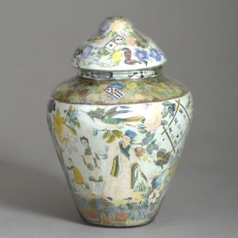 Decalcomania vase and cover