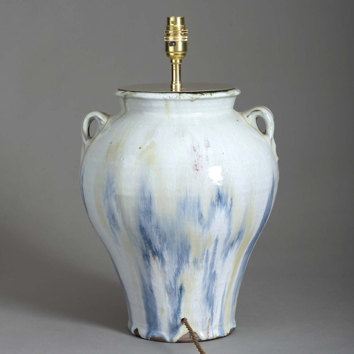 Flambé pottery vase lamp