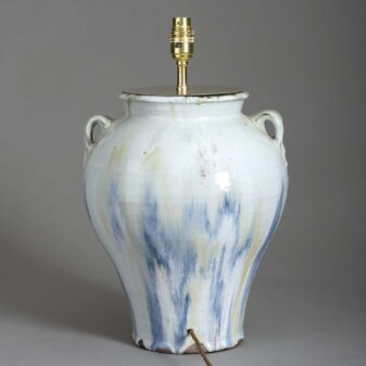 Flambé pottery vase lamp