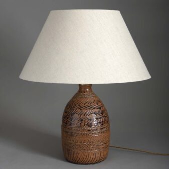 Incised Terracotta Vase Lamp