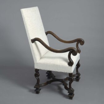 Early 18th century high back walnut armchair