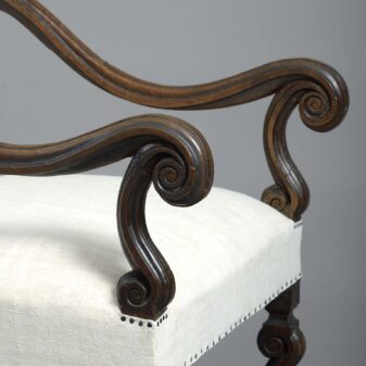 Early 18th century high back walnut armchair