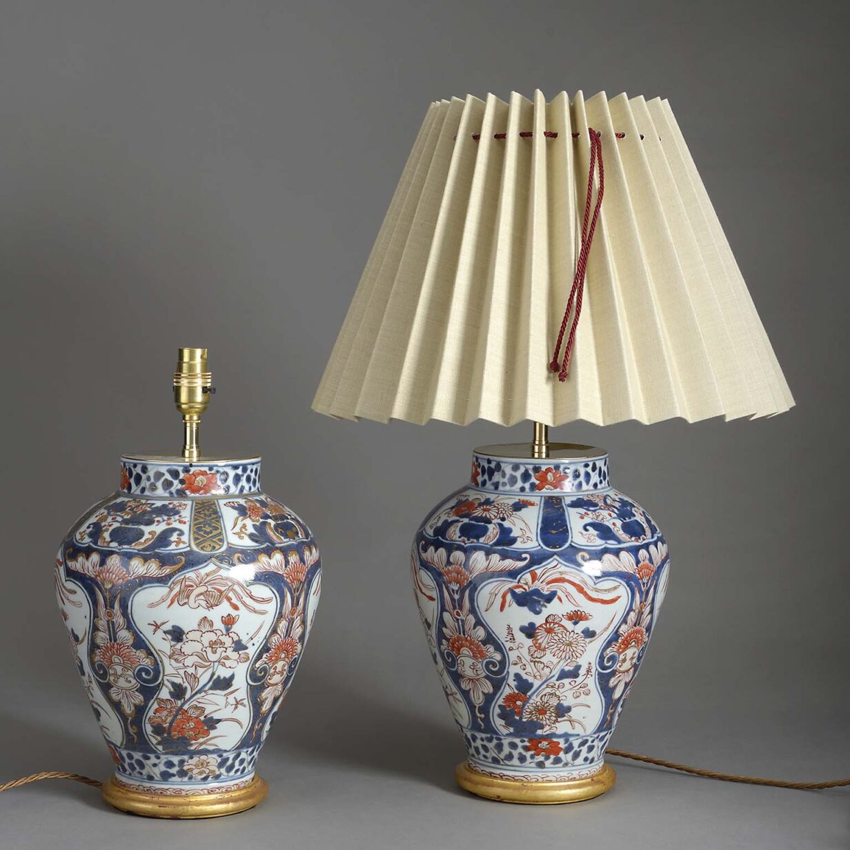 Pair of imari porcelain table lamps