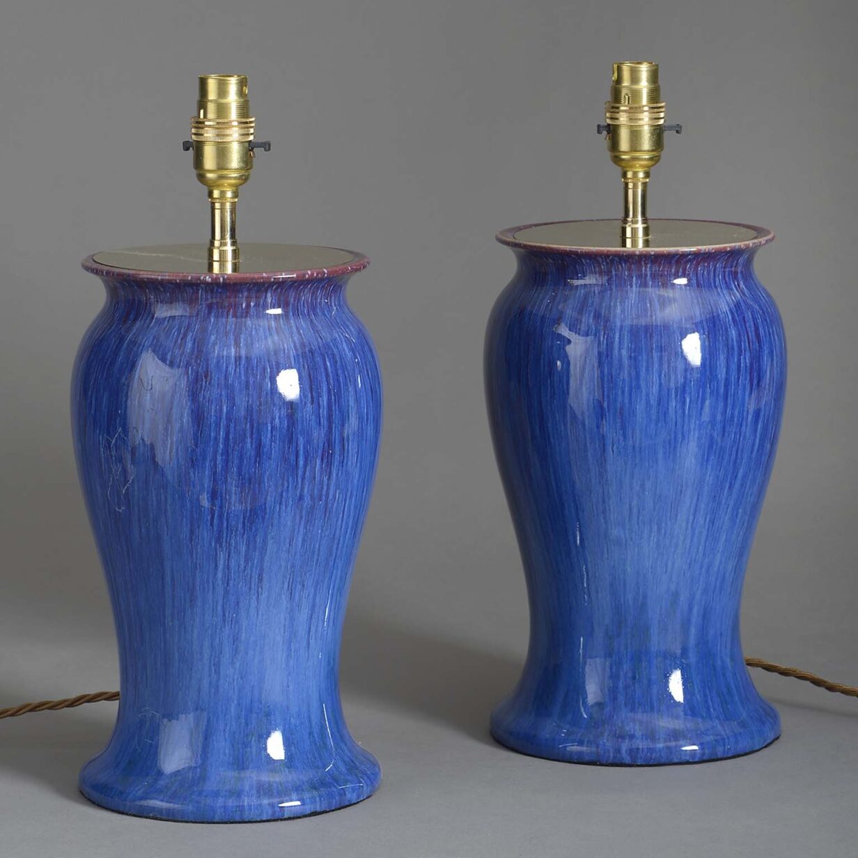 Pair of blue flambé vase lamps